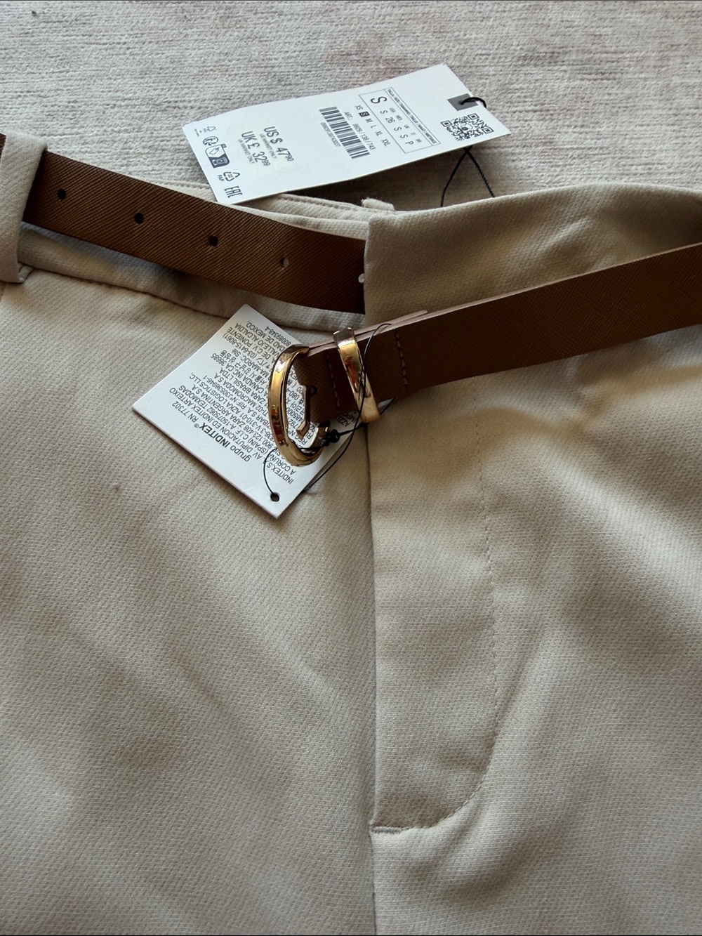 Zara Belted Pants Beige Small - Picture 4 of 6